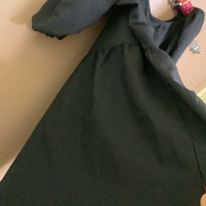 Black Maxi Gown With Puffed Sleeves