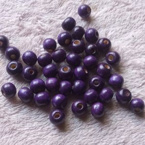 4mm Coloured Wooden Round Beads