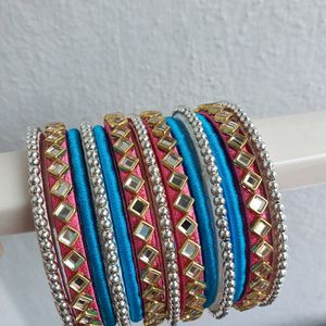 Silk Thread Kundan Bangles