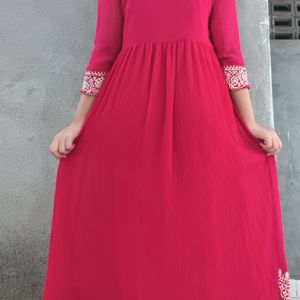 Lucknowi Work Chiffon Gown