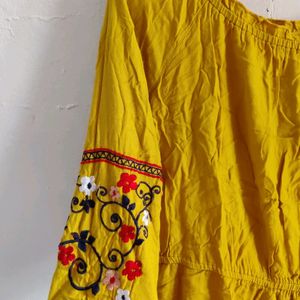 YELLOW COLD SHOULDER DRESS