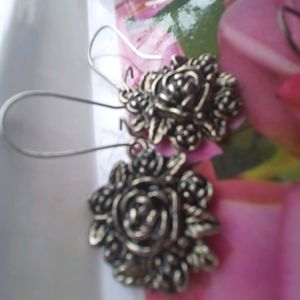 Rose Design Antique Oxidised Earrings For Women