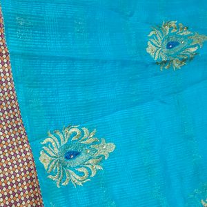 Sky Blue Colour Fancy Saree