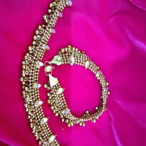 Golden Kundan Anklets