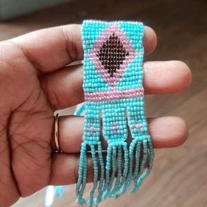 Blue And Pink Beaded Neckpiece