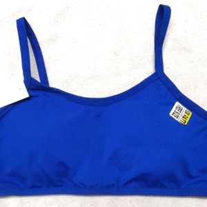 Nevy Blue Padded Sport Bra With Back Pattern