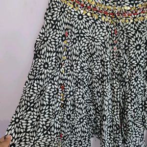 Printed Midi Skirt Size S. Asymmetrical Hem