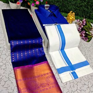 Combo Bridal Sarees With Shirt &Dhoti