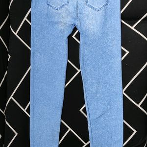 Light Blue Denim Butterfly Print Jeggings