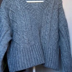 V Neck Dark Grey Sweater