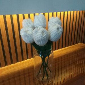 Pack Of 6 Crochet White Tulips