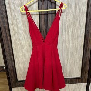 Sexy Deep Neck Hot Red Onepiece