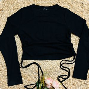 Crop  Full Sleeve Black Top