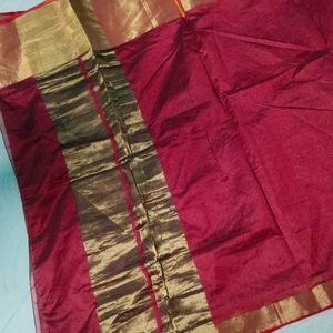 Red Colour Banarasi Silk Pattu Border Saree