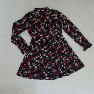 ZARA floral button down dress