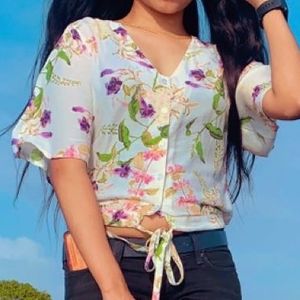 Marie claire floral printed crop top