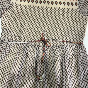 Tan and brown printed Kurti style top