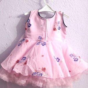 Pink Party Wear Frock For Baby Girl