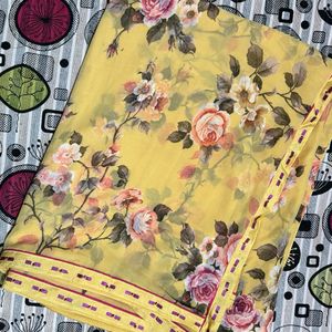 Flowers Print Six Catalog Sarees Combo