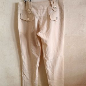 Low Waist Beige Trousers