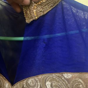 Navy Blue Gown Suit With Chunni