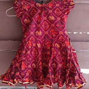 Beautiful Patola Printed Pure Cotton Baby Frock