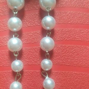 White Beaded Earrings