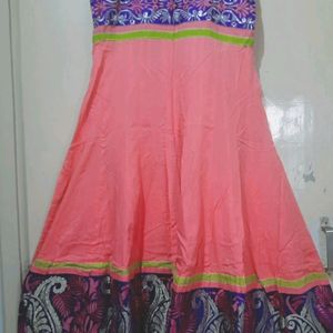 Pink And Blue Embroidered Anarkali Suit & Set