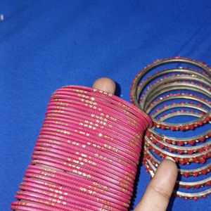 Beautiful Red Metal Bangles & Kadha