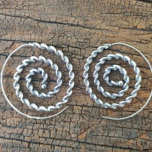 Spiral Earrings, Silver Plated Earrings