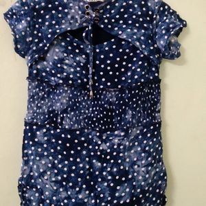 Dark Blue Polka Dot Top