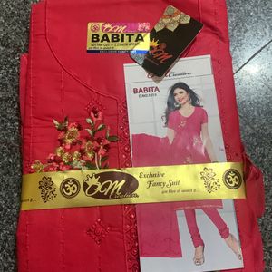 Dark Pink Material With Dupatta