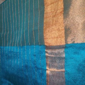 Festive Silk Sari Cyan Colour