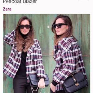 Zara Plaid Pea Coat/blazer