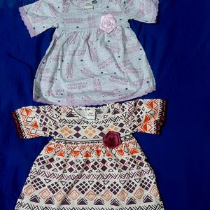 PACK OF TWO  12 To 18 months Princess Cotton Frock