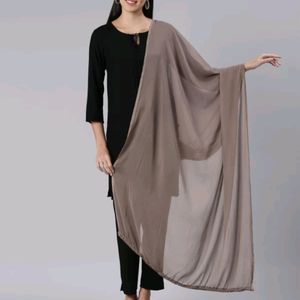 Chiffon Solid Grey Women Dupatta