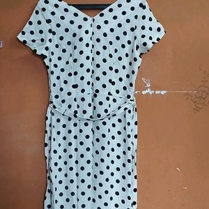 Polkadot Creamy White Dress 99 Rs Hurry