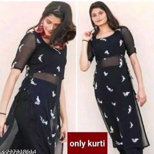 Black Kurti With  White Embroidery