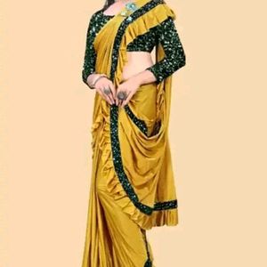 New/ Unused/ Ready To Wear Ruffle Saree With Blous