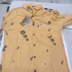 Men's Stylish Mustard Casual Shirt with Unique Spi