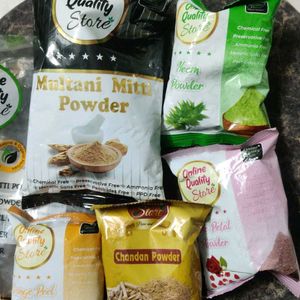 Multani Mitti Neem Orange Peel Chandan Rose Powde