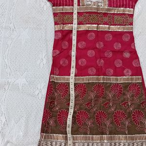 Maroon & Brown Tailor Made Suit With Dupatta