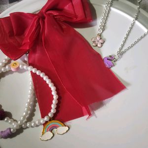 Combo Of Necklace Chain And Hair Bow