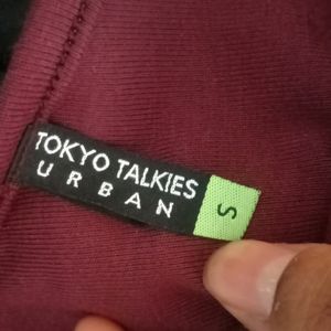 Tokyo Talkies Burgundy One Sleeve Top