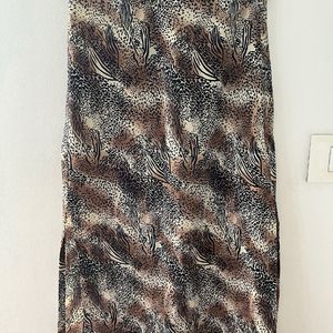 Animal Print Maxi Skirt, Slit On The Sides