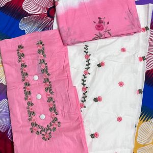 Light Coloured Cotton Suite With Dupatta