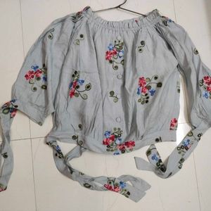 Beautiful Floral Off Shoulder Crop Top