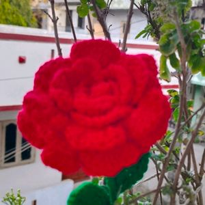 Crochet Red Rose Stick