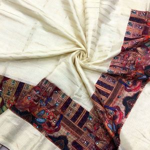 Soft Kota Check With Kalamkari Print Saree