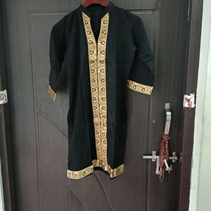 Kurti Black Golden Border